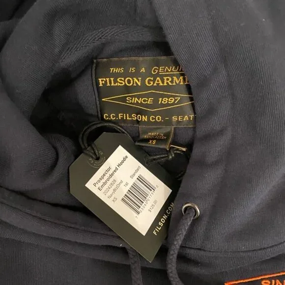 Filson Prospector Embroidered HoodieNavy Blaze DiamondSize XS, SNWT Sweaters